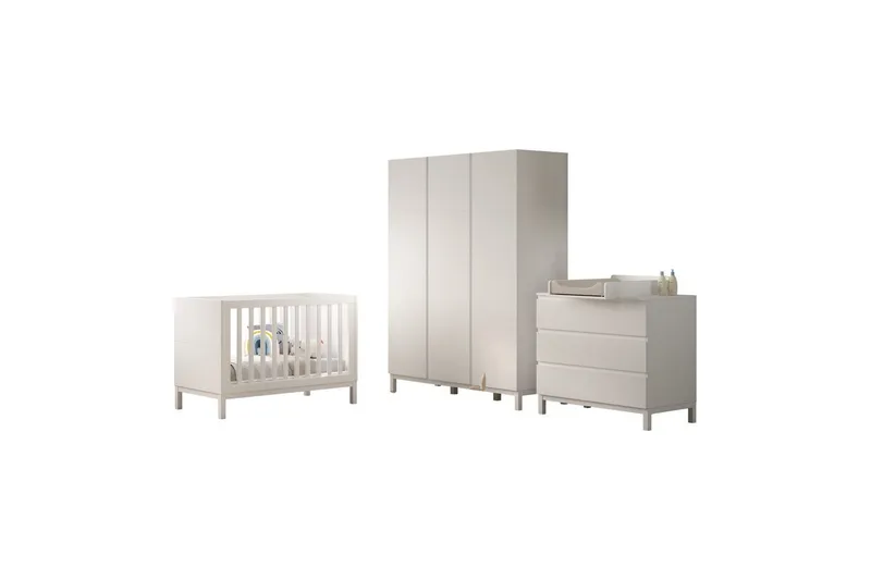 Byrå med skötbord babysäng garderob Jaxx Eva Jaxx White - Møbler - Børnemøbler - Børnemøbelsæt