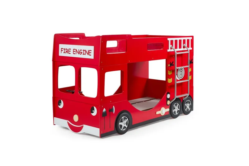Køjeseng Brandbil Rød 90x200 cm Med madras, Med madras