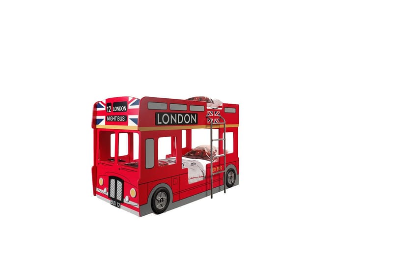 Køjeseng London Bus Rød 90x200 cm Med madras - Med madras - Møbler - Børnemøbler - Børneseng & juniorseng