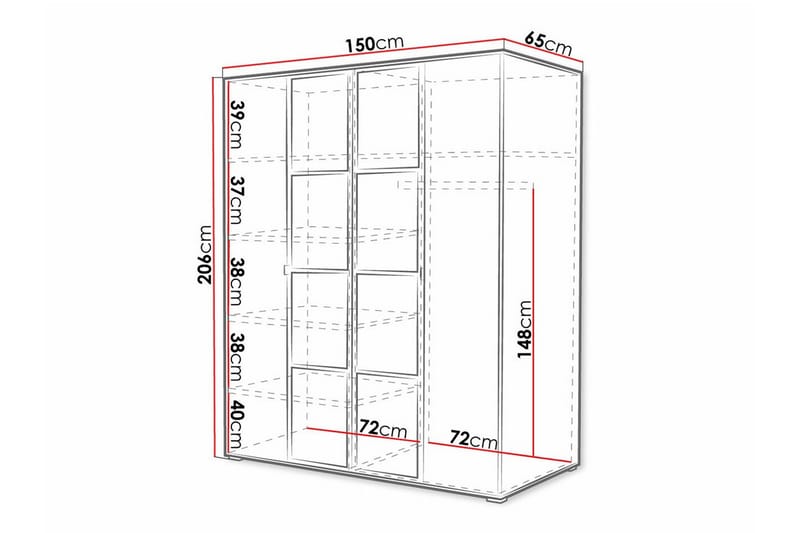 Aberfelt Børneskab 150x206 cm - Hvid - Møbler - Børnemøbler - Opbevaring børneværelse - Børneskab