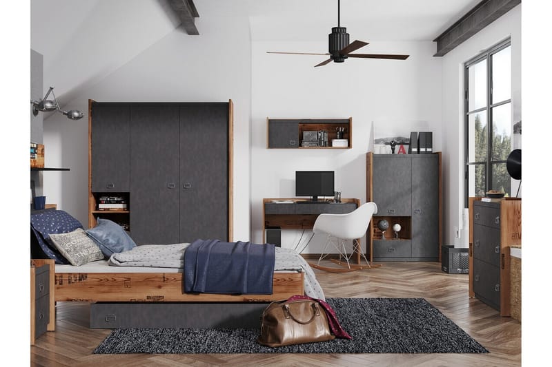 Rathmore B�ørneskab 150x190 cm - Grå - Møbler - Børnemøbler - Opbevaring børneværelse - Børneskab