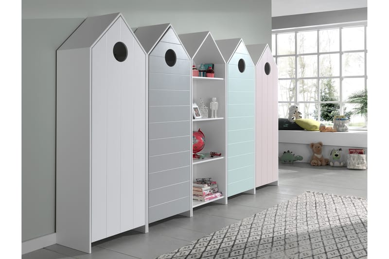 Bustorp Garderobe 5-pak - Hvid/Grå/Pink/Mintgrøn - Garderobe børn - Garderobeskab & klædeskab