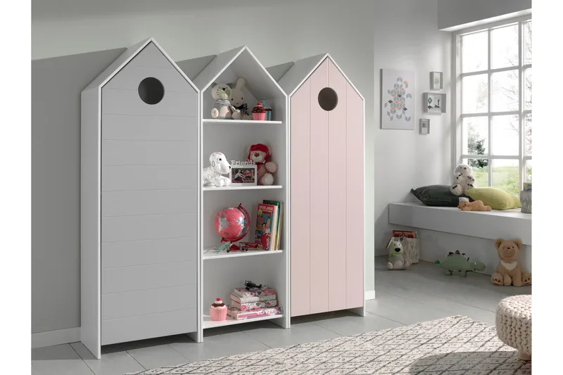 Bustorp Garderobe og hyldesæt, Hvid/Grå/Lyserød