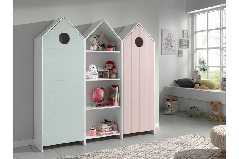 Bustorp Garderobe og hyldesæt, Hvid/Lyserød/Mintgrøn