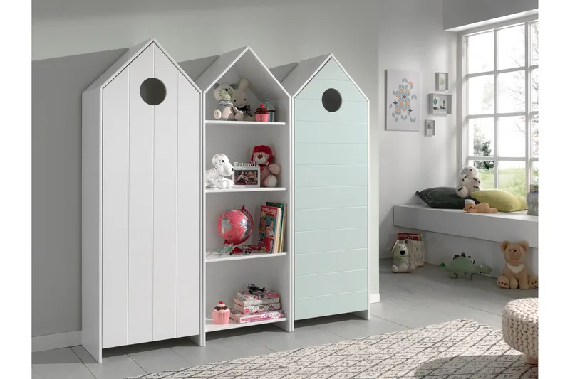 Bustorp Garderobe og hyldesæt, Hvid/Mintgrøn