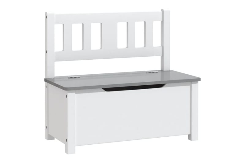 opbevaringsbænk til børn 60x30x55 cm MDF hvid og grå - Hvid - Møbler - Børnemøbler - Opbevaring børneværelse - Opbevaring legetøj - Legetøjskasse