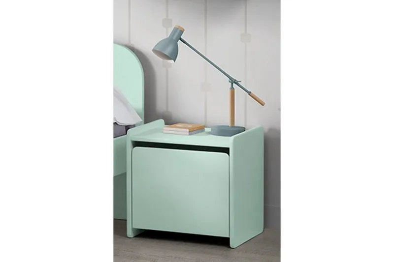 Säng med sängbord Vägg hyllor Leksakslåda Skyddsrail Vipack Kiddy Vipack Mint Green - Møbler - Børnemøbler - Børnemøbelsæt