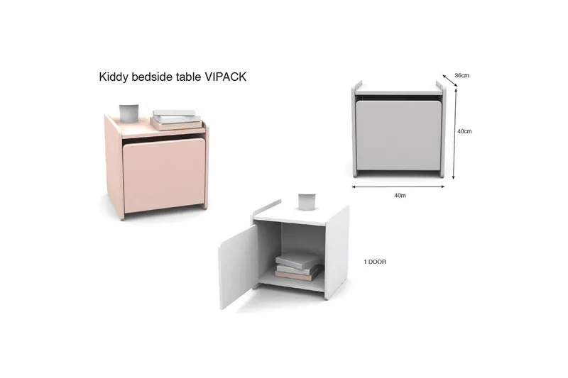 Säng med sängbord Vägg hyllor Leksakslåda Vipack Kiddy Vipack Pink - Møbler - Børnemøbler - Børnemøbelsæt
