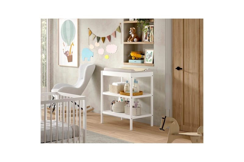 Spjälsäng med skötbord Jaxx Dino Jaxx White - Møbler - Børnemøbler - Børnemøbelsæt