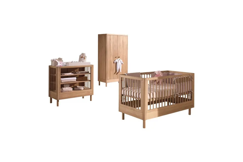 Spjälsäng med sköttenhet garderob Jaxx Forrest Jaxx oak - Møbler - Børnemøbler - Børnemøbelsæt