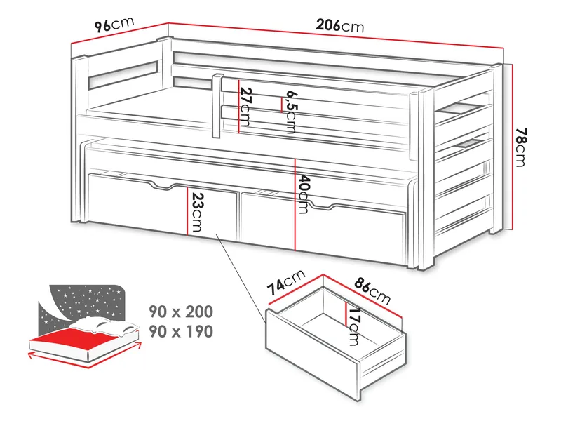 Tynor Juniorseng 90x200 cm - Beige - Møbler - Børnemøbler - Børneseng & juniorseng