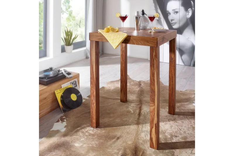 Barbord Wohnling Stabilt massivt træ Sheesham 80 x 80 x 110 cm - Møbler - Borde - Barbord & ståbord