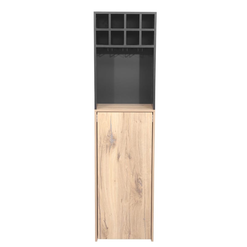 Barreol med bord HOME4YOU Hannes 44x122(30)x170 cm rustik melamin - Lyst rustikt træ / sort - Møbler - Borde