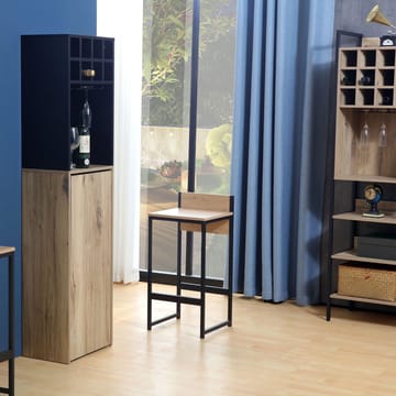 Barreol med bord HOME4YOU Hannes 44x122(30)x170 cm rustik melamin - Lyst rustikt træ / sort - Møbler - Borde