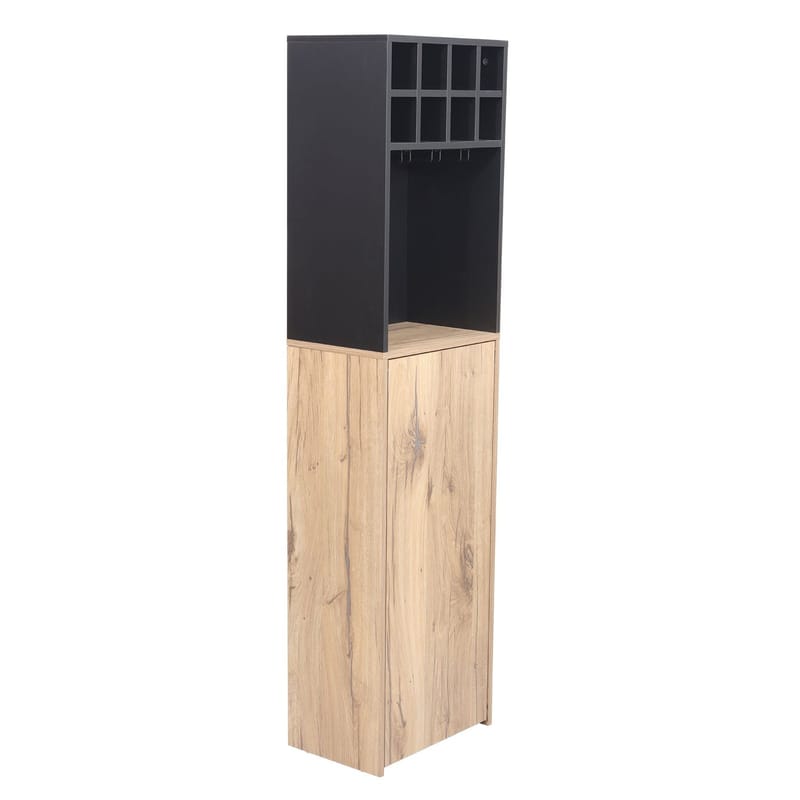 Barreol med bord HOME4YOU Hannes 44x122(30)x170 cm rustik melamin - Lyst rustikt træ / sort - Møbler - Borde