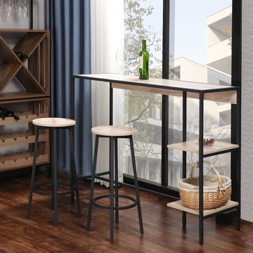 Barsæt HOME4YOU Hedvig bord og 2 barstole ask/sort - Ask/sort - Møbler - Borde