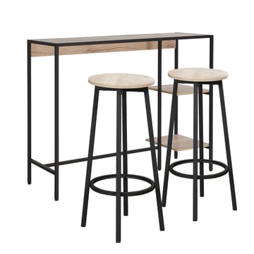 Barsæt HOME4YOU Hedvig bord og 2 barstole ask/sort - Ask/sort - Møbler - Borde