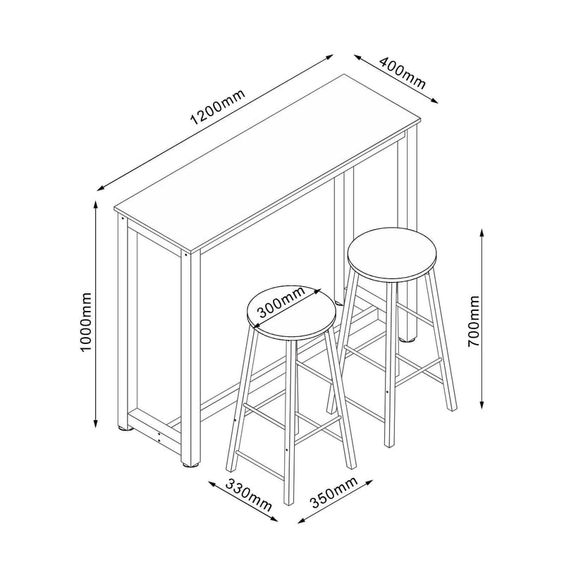 Barsæt HOME4YOU Sancia eg/brun - Eg/brun - Møbler - Borde