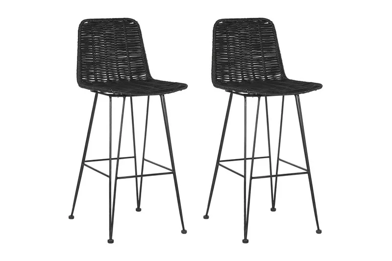 Barstol Beliani Cassita set om 2 Natur-Beige-Svart Black