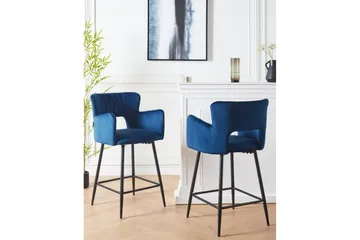 Barstol Beliani Sanilac set om 2 Blå-Svart Navy blue VALUE_MISSING_18020 - Møbler - Stole & lænestole - Barstole