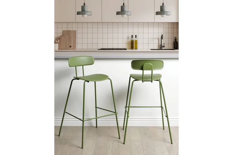Barstol Beliani Sibley set om 2 Grön Green - Møbler - Stole & lænestole - Barstole