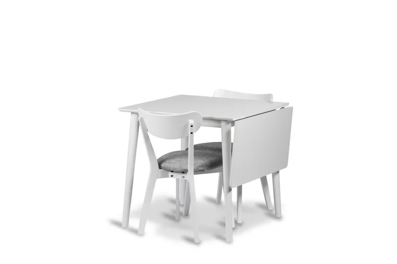 Åland Spisegruppe 80-120 cm med 2 Åland Stole, Hvid