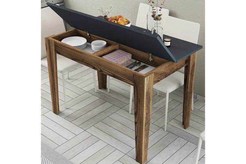 Levents Spisebord 110x72 cm Brun/Sort - Hanah Home - Møbler - Borde - Spisebord og køkkenbord