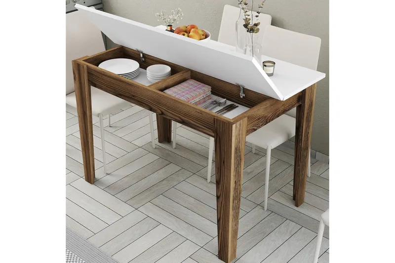 Levents Spisebord 110x72 cm Brun/Hvid - Hanah Home - Møbler - Borde - Spisebord og køkkenbord