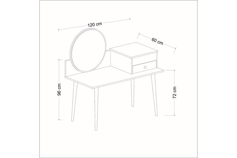 Straat Sminkebord 120x96 cm Sort/Brun - Hanah Home - Møbler - Borde - Sminkebord & konsolbord