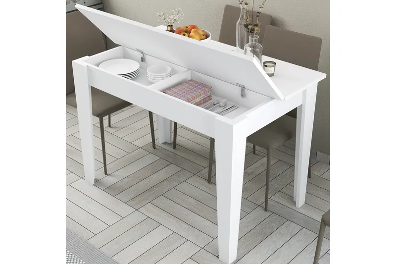 Levents Spisebord 110x72 cm Hvid - Hanah Home - Møbler - Borde - Spisebord og køkkenbord