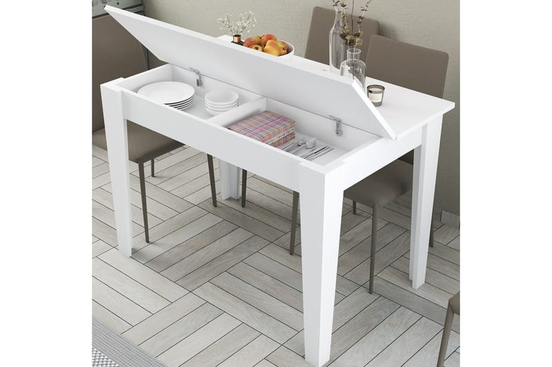 Levents Spisebord 110x72 cm Hvid - Hanah Home - Møbler - Borde - Spisebord og køkkenbord