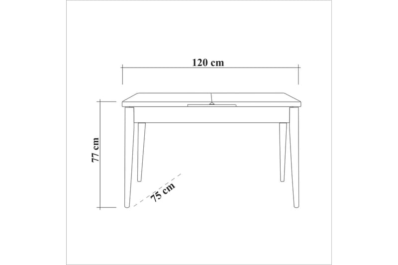 Oliver Spisebord 120x75 cm + 4 stk Spisestole Sort/Brun - Hanah Home - Møbler - Borde - Spisebordssæt