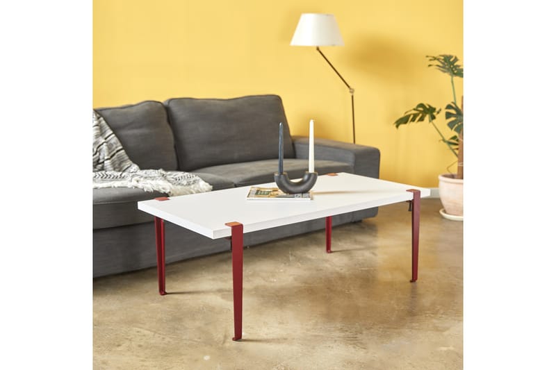 Fonissa Sofabord 120x60 cm Hvid/Rød - Hanah Home - Møbler - Borde - Sofabord