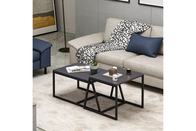 Minimal Sofabord 75x50 cm Sort - Hanah Home - Møbler - Borde - Sofabord