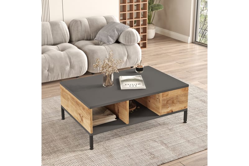 Kaushar Sofabord 90x60 cm Mørkeblå/Sort - Hanah Home - Møbler - Borde - Sofabord