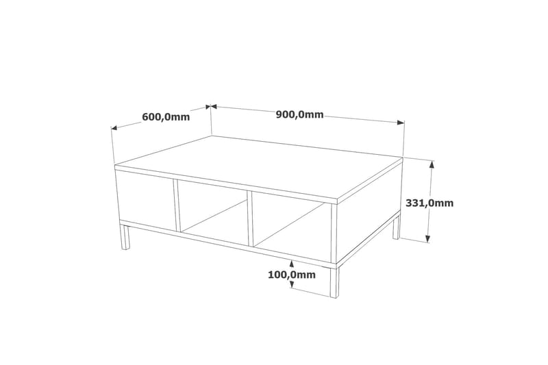 Kaushar Sofabord 90x60 cm Mørkeblå/Sort - Hanah Home - Møbler - Borde - Sofabord