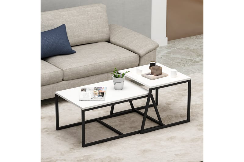Minimal Sofabord 75x50 cm Hvid - Hanah Home - Møbler - Borde - Sofabord