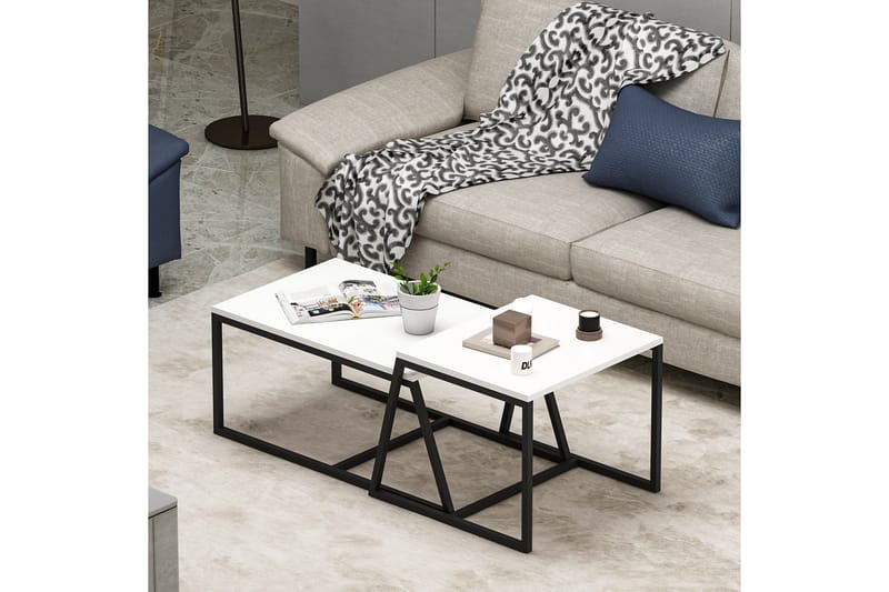 Minimal Sofabord 75x50 cm Hvid - Hanah Home - Møbler - Borde - Sofabord