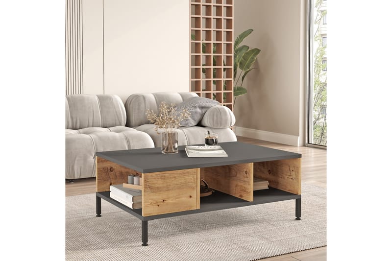 Kaushar Sofabord 90x60 cm Mørkeblå/Sort - Hanah Home - Møbler - Borde - Sofabord