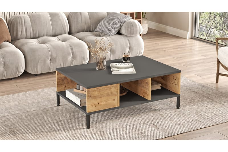 Kaushar Sofabord 90x60 cm Mørkeblå/Sort - Hanah Home - Møbler - Borde - Sofabord