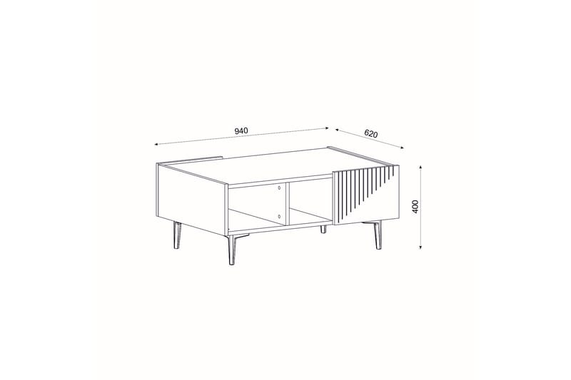 Draw Sofabord 94 cm Hvid/Sort - Hanah Home - Møbler - Borde - Sofabord