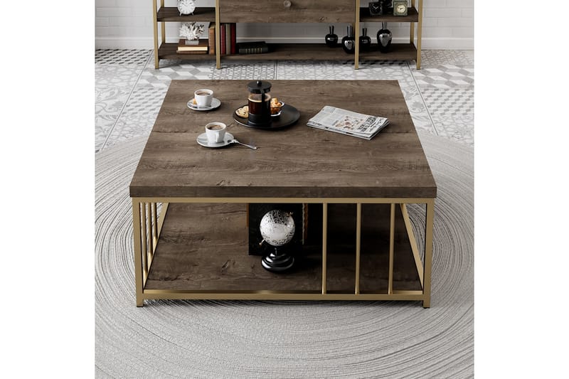 Zenn Sofabord 90x90 cm Brun/Guld - Hanah Home - Møbler - Borde - Sofabord