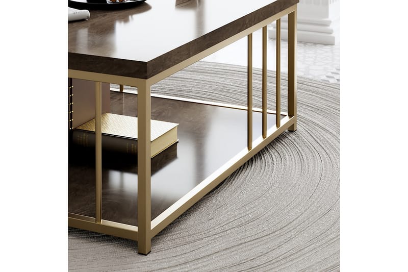Zenn Sofabord 90x90 cm Brun/Guld - Hanah Home - Møbler - Borde - Sofabord