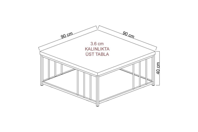 Zenn Sofabord 90x90 cm Hvid/Sort - Hanah Home - Møbler - Borde - Sofabord