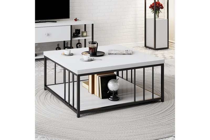 Zenn Sofabord 90x90 cm Hvid/Sort - Hanah Home - Møbler - Borde - Sofabord