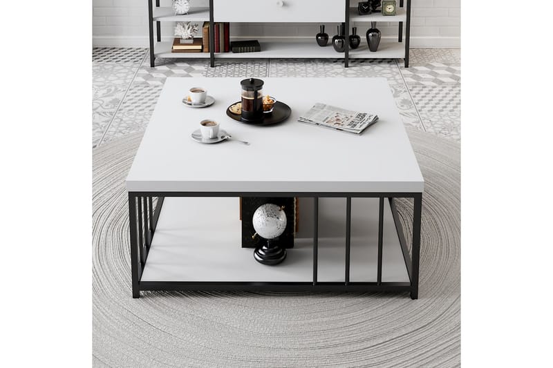 Zenn Sofabord 90x90 cm Hvid/Sort - Hanah Home - Møbler - Borde - Sofabord