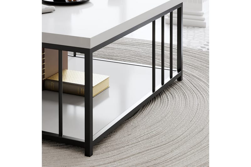 Zenn Sofabord 90x90 cm Hvid/Sort - Hanah Home - Møbler - Borde - Sofabord