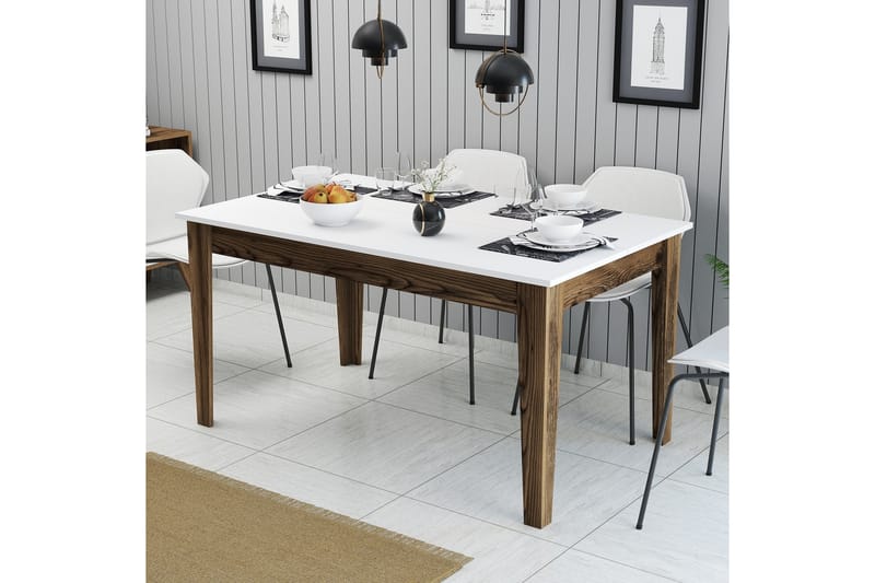 Lissione Spisebord 145x88 cm Brun/Hvid - Hanah Home - Møbler - Borde - Spisebord og køkkenbord