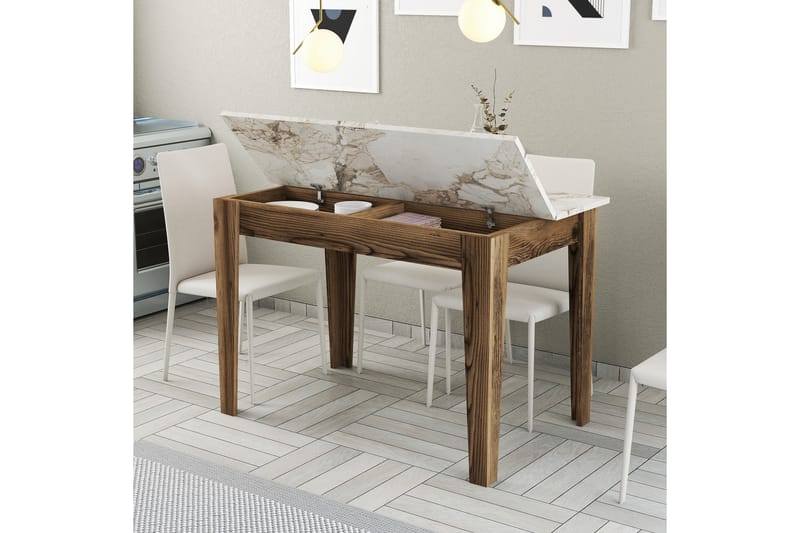 Levents Spisebord 110x72 cm Brun/Hvid - Hanah Home - Møbler - Borde - Spisebord og køkkenbord