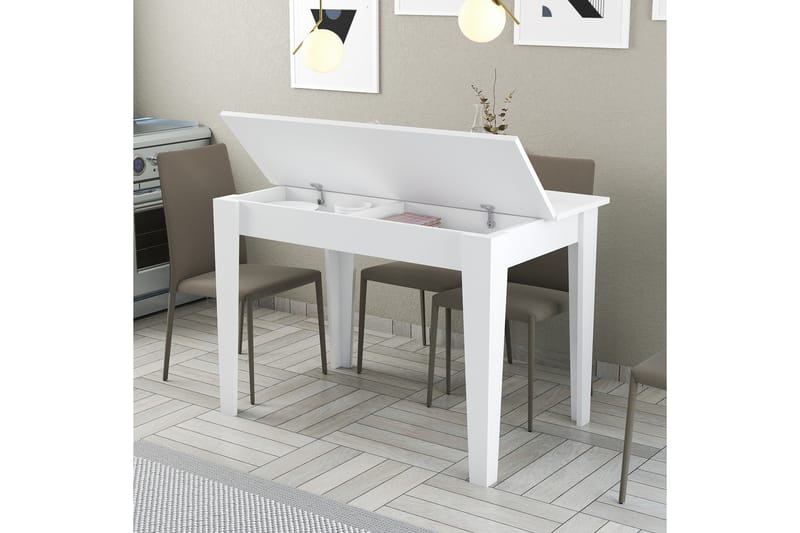 Levents Spisebord 110x72 cm Hvid - Hanah Home - Møbler - Borde - Spisebord og køkkenbord